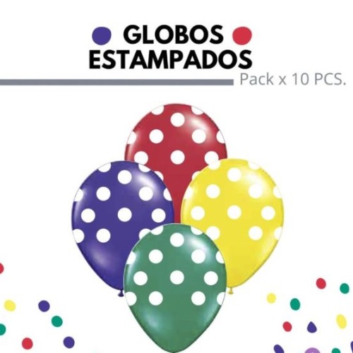 Globos estampados multicolor con lunares