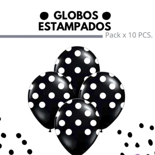 Globos Negros con lunares balncos